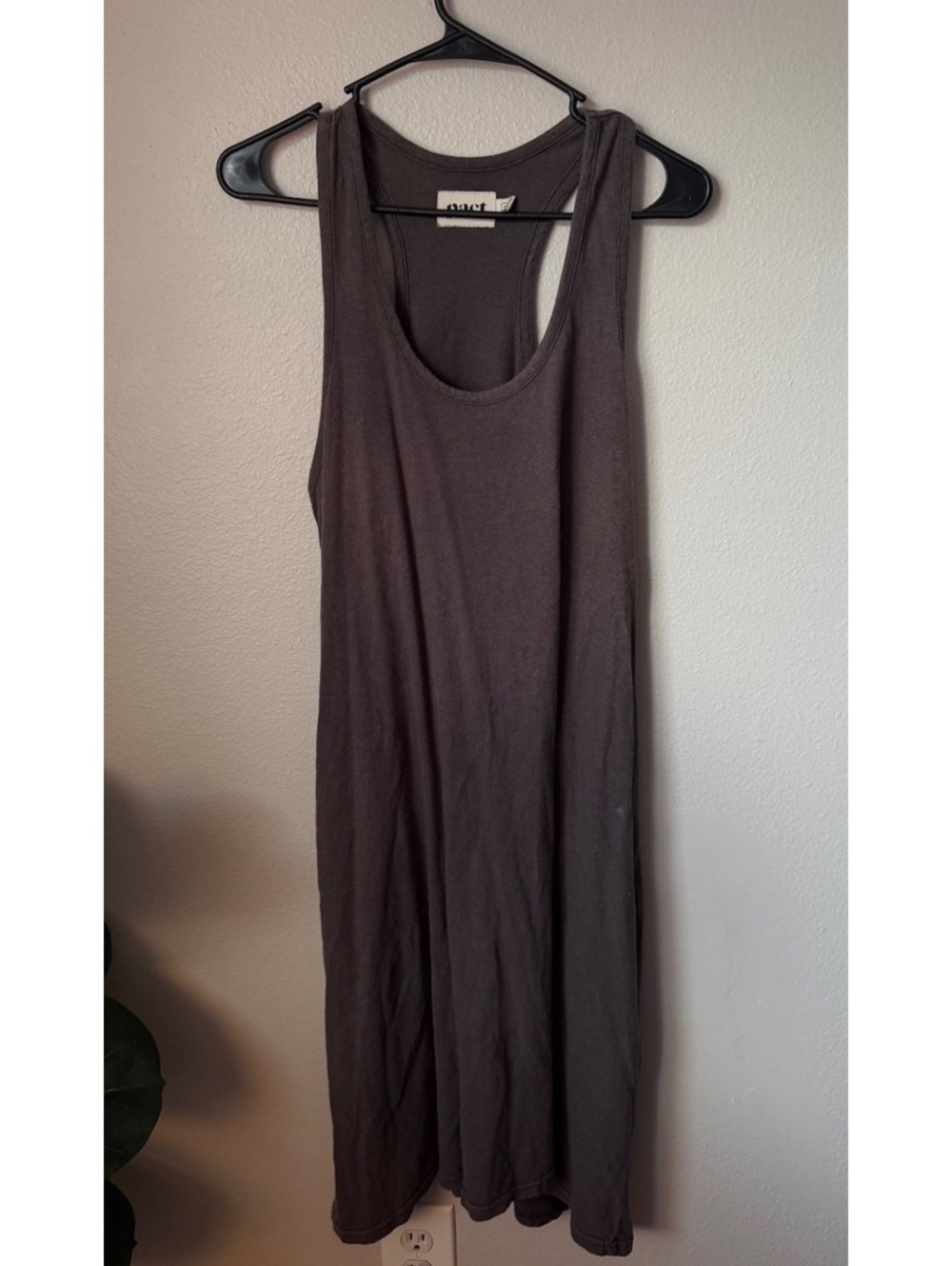 PACT Organic Cotton Softspun Women's Racerback Tank Dress, Medium, Charcoal Gray